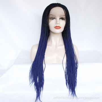 factory wholesale full micro senegalese twist braid wig, million braid synthetic lace front wig